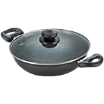 Prestige Omega Deluxe Granite Non-stick Kadai 26 cm With Glass Lid - Black 3.25 L