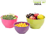 All Time Plastic Classic Mixing Bowl - Assorted Colour 3 pcs (1300ml + 2300ml + 3200ml)