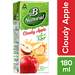 B Natural Apple Juice - Rich In Fibre, Vitamin C & E, Fruit Pulp & 0% Concentrate 180 ml