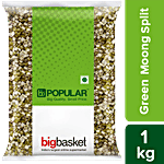 bb Popular Moong - Green, Split/Chilka 1 kg Pouch
