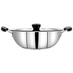 Pigeon Stainless Steel Kadai - 3 Layer, Induction Safe, 24 cm, Lid Included 3 L 