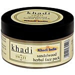 Swati Khadi Sandalwood Herbal Face Pack - Regular Use Fades Old Acne, Scars & Black Heads, Sulphate & Paraben Free 50 g 