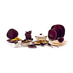 Signoraware Dinner Set - Square, Maroon 46 pcs