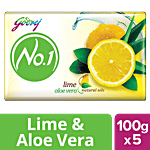 Godrej No.1 Bathing Soap - Lime & Aloe Vera 100 g (Pack of 5)