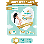 Pampers  Premium Care Diaper Pants - New Baby, Up to 5 kg, Lotion with Aloe Vera 24 pcs 