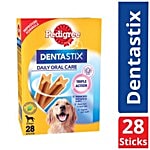 Pedigree Dentastix Dog Treat Oral Care For Adult Large Breed - 25 kg+, 28 Sticks 270 g (Monthly Value Pack of 4)
