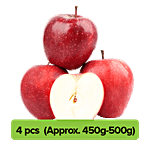 Fresho Apple - Red Delicious, Economy 4 pcs (Approx. 450g - 500g)