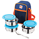 NanoNine Steel Lunch/Tiffin Box Set With Bag - Small, Tiffany 225 ml Set of 3