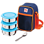 NanoNine Steel Lunch/Tiffin Box Set With Bag - Medium, Tiffany 450 ml Set of 3