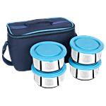 NanoNine Steel Lunch/Tiffin Box Set With Bag - Mid Day Meal 350 ml Pack of 4