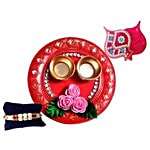 Unique Arts & Interiors Acrylic Pooja Thali with Rakhi & Roli Box - Round, Multicolour 1 pc 