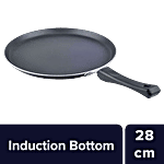 Nirlon Induction Base Non-Stick Flat/Dosa Tawa - 28 cm, Black 1 pc