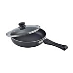 Nirlon Induction Frying Pan With Glass Lid Aluminium Black 2 L