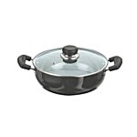 Nirlon Induction Deep Kadai With Glass Lid Aluminium - Black 3 L