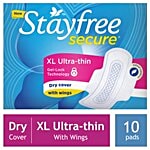 STAYFREE Sanitary Pads - Secure Xl Ultra-Thin, with Wings 10 pads