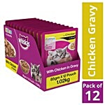 Whiskas Wet Pet Food - For Kitten, 2-12 Months, Chicken in Gravy 85 g (Pack of 12)
