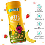 Timios Melts Non-Fried Whole Grain Snack - Flavoured with Banana & Strawberry, From 9 Months, Rich in Protein & Iron 50 g