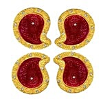 Unique Arts & Interiors Unique Arts Carry Shaped Diwali Diyas 4 pcs 