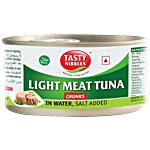Tasty Nibbles Light Meat Tuna Chunks In Water, Salt Added 185 g Canned light meat tuna chunks with brine as base