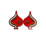 Unique Arts & Interiors Multicolored Leaf Shaped Wall Hanging Acrylic Shubh Labh - Da127 2 pcs 