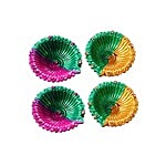 Unique Arts & Interiors Multicolored Round Designer Diwali Diyas - Dd142 4 pcs 