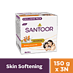 Santoor Skin Softening Sandal & Almond Milk Bathing Soap 150 g (Pack of 3)