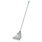 Prestige Mop - Plastic & Cotton, With Easy Grip Stick, White & Blue 1 pc 