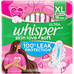 Whisper Whisper Ultra Skin Love Soft Sanitary Pads For Women - XL 15 pcs