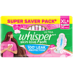 Whisper Whisper Ultra Skin Love Soft Sanitary Pads For Women - XL+ 30 pcs