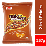 Parle 2 In 1 Eclairs Toffee - Enriched With Milk & Vanilla, Soft 257 g 