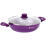 Wonderchef Royal Velvet Non-Stick Aluminium Wok Pan/Kadai- With Lid, 24 cm, 3 mm 2.7 l