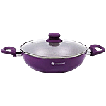 Wonderchef Non-Stick Aluminium Wok Pan/Kadai -  With Lid, 26 cm, 3 mm 3.2 l