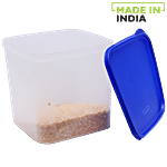 Mahaware Space Saver Modular Cubix Storage Plastic Container - Transparent, With Blue Lid, Square, Medium 4.4. L 
