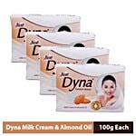 Dyna Bathing Soap - Milk & Almond 100 g Pack of 4