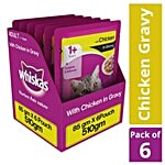 Whiskas Wet Cat Food - Chicken In Gravy, For Adult Cats, +1 Year 85 g Pouch (Pack of 6)