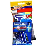 Supermax Hattrick 3 Blade Disposable Razor - With Firm Grip, Long Handle, For Smooth Shaving 5 pcs (Buy 1 Get 1 Free)