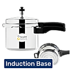 Srushti Gold Outer Lid Pressure Cooker - Stainless Steel Body, Bakelite Handle, Silver, Induction 3 L 