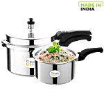 Srushti Gold Combo Outer Lid Aluminum Pressure Cooker With Common Lid 2 pcs (3 L + 2 L)