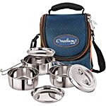 Neelam Stainless Steel D.H.Lunch Box - 3 Containers With Bag 1 pc