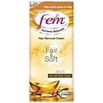 Fem Fairness Naturals Hair Removal Cream Fair & Soft - Gold, All Skin Types 40 g (Get 50% Extra)
