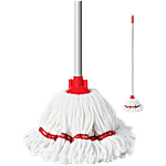 Liao Microfibre Floor Mop With Steel Stick - A130028, Round, For Cleaning, 26X18X155 cm, Red 1 pc