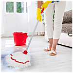 Liao Microfibre Floor Mop With Steel Stick - A130028, Round, For Cleaning, 26X18X155 cm, Red 1 pc