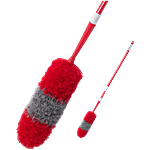 Liao Micro Fibre Cleaning Duster With Long Handle - Super Dust Absorbent, Soft, Red & Grey 1 pc