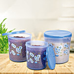 Joyo Storewell Container Set - Assorted Colour, Flower Design Printed 3 pcs (5 L, 7.5 L, 10 L)