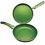 Shri & Sam Non Stick Cookware Set - Green, Mosaic, Induction bottom 2 pcs
