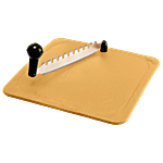 Anjali Chopping Board With Cutter - Brown, Plastic & Stainless Steel, Dual Sided Blades, Small 1 pc