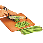 Anjali Chopping Board With Cutter - Brown, Plastic & Stainless Steel, Dual Sided Blades, Small 1 pc
