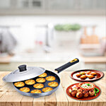 Anjali Aluminium Appachetty - 2 Layer, Scratch Resistant, 12 Cups, 28 cm, Stainless Steel Lid, Bakelite Handle 1 pc