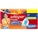 Whisper Choice Regular Pads For Light To Medium Flow With Cottony Softness - Worry-Free Protection 20 pcs