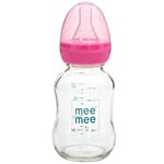 Mee Mee Feeding Bottle - Premium Glass, Pink 125 ml